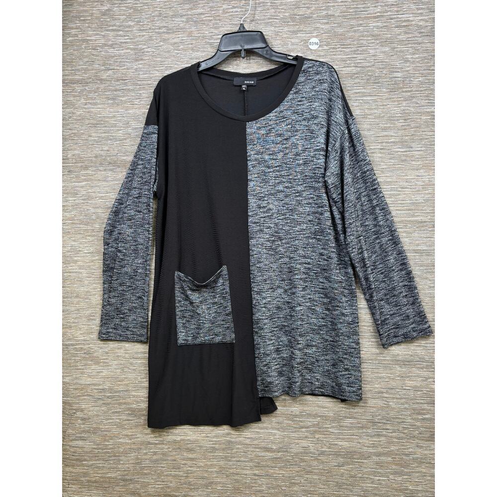 Sun Kim Tunic Dress Asymmetrical Womens Size XL Lagenlook Artsy Minimalist